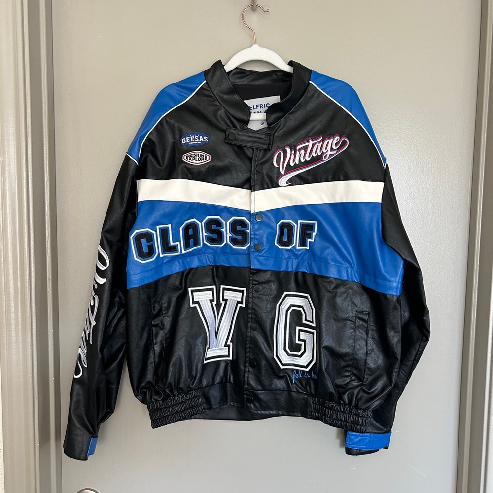 Aelfric Eden Black and Blue Varsity Jacket - Adjustable Cropped & Skirt
